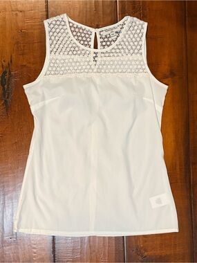 Banana Republic White Crochet Lace Petite Tank